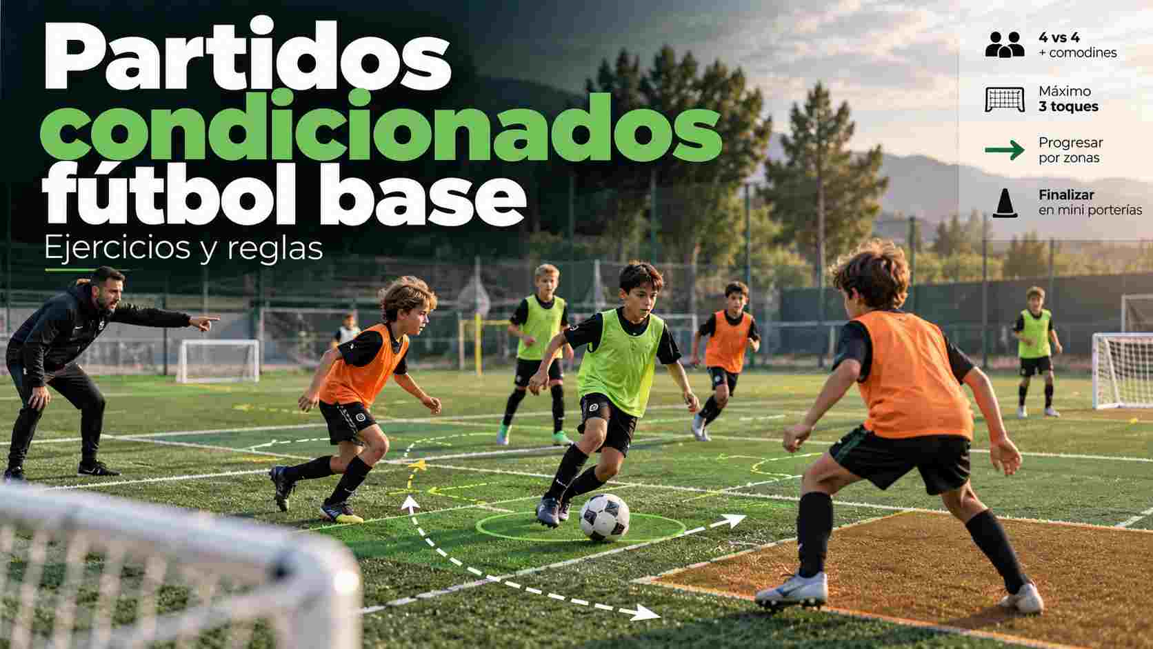 Partidos condicionados fútbol base: ejercicios y reglas